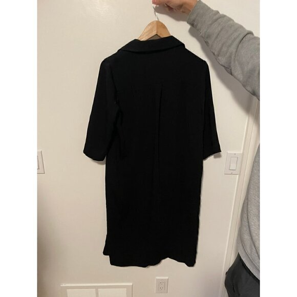 Topshop Trench Coat Women's Size 6 Black Buttons Half Sleeves Cardigan Style - Picture 2 of 4